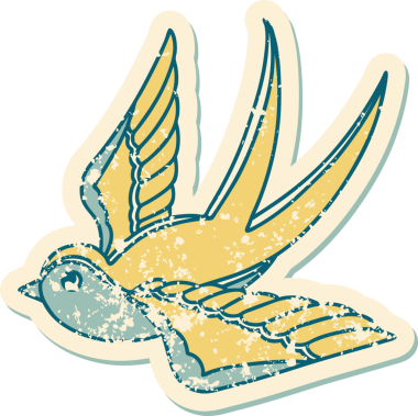 Bir insan tarafından çizilmiş bir kırlangıcın sembolik dövmesi.