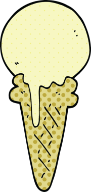 Bir insan tarafından çizilmiş çizgi roman tarzı dondurma külahı.