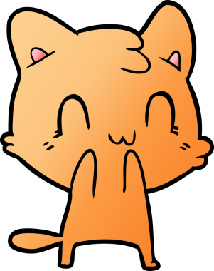 Bir insan tarafından çizilmiş mutlu bir kedi.