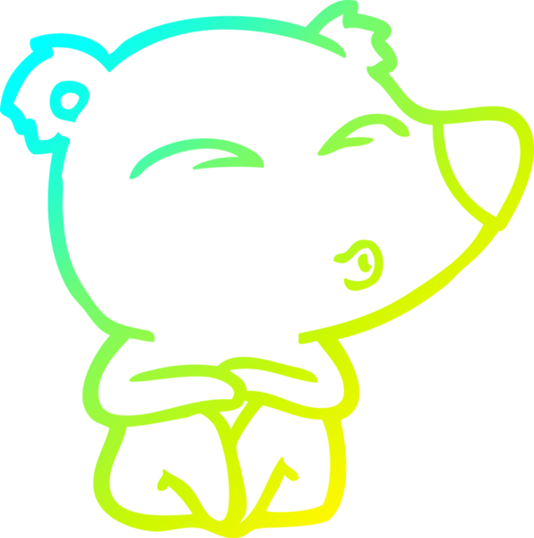 Bir insan tarafından çizilmiş ıslık çalan bir ayının soğuk çizgi çizimi.