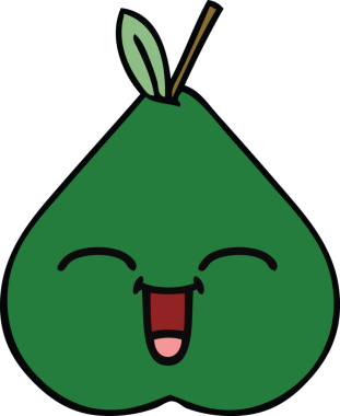 Bir insan tarafından çizilmiş armut karikatürü.