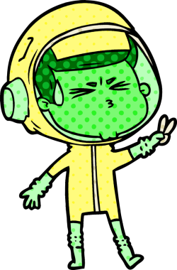 Çizgi film bir insan tarafından çizilmiş astronot.