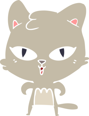 Bir insan tarafından çizilmiş düz renkli çizgi film kedisi