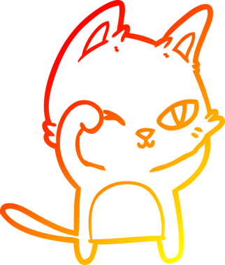 Bir insan tarafından çizilen çizgi film kedisinin sıcak çizgi çizimi