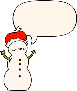 Çizgi roman tarzında konuşan kardan adam bir insan tarafından çizilmiş.