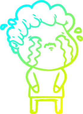 Bir insan tarafından çizilmiş ağlayan bir çizgi film karakteri çizimi.