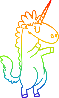 gökkuşağı gradyan çizgi çizimi bir insan tarafından çizilmiş tek boynuzlu at