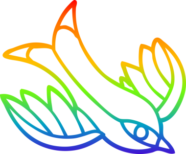 Gökkuşağı gradyan çizgi çizimi bir insan tarafından çizilmiş bir kırlangıç dövmesi