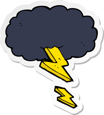 Bir insan tarafından çizilmiş bir karikatür gökgürültüsü bulutunun çıkartması