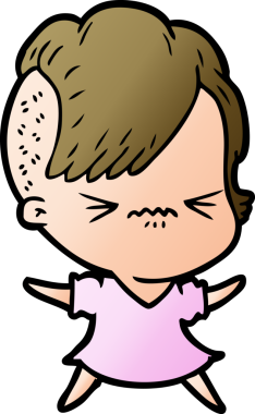 Çizgi film, bir insan tarafından çizilmiş sinirli hippi kız.