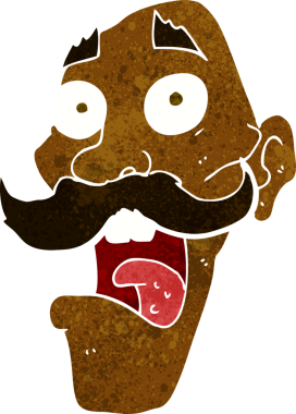 Çizgi film bir insan tarafından çizilmiş korkmuş yaşlı bir adam.