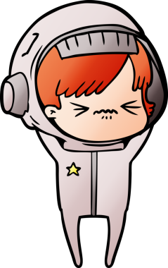 Bir insan tarafından çizilmiş kızgın uzay kızı.