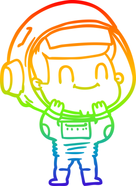 gökkuşağı gradyan çizimi mutlu bir çizgi astronot çizimi bir insan tarafından çizildi