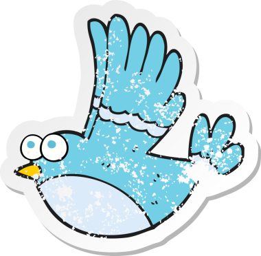 Bir insan tarafından çizilmiş uçan bir kuşun gerilimli çıkartması.