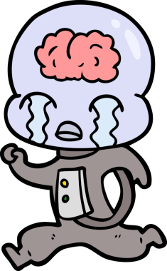 Bir insan tarafından çizilmiş koca beyinli bir uzaylı ağlaması.