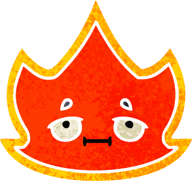 Bir insanın çizdiği ateşin retro illüstrasyon tarzı karikatürü