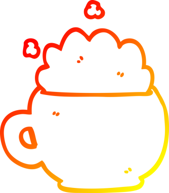 Bir insan tarafından çizilmiş köpüklü lattenin sıcak çizgi çizimi