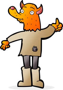 Bir insan tarafından çizilmiş tilki adam.