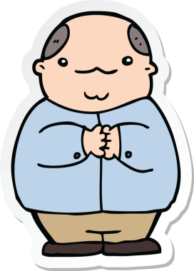 Bir insan tarafından çizilmiş kel bir adamın çıkartması.