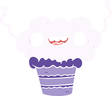 Bir insan tarafından çizilmiş düz renkli çizgi film keki.