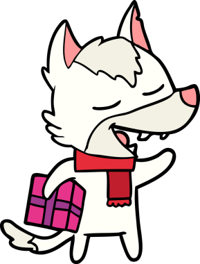 Bir insan tarafından çizilmiş, Noel hediyeli çizgi film kurdu.