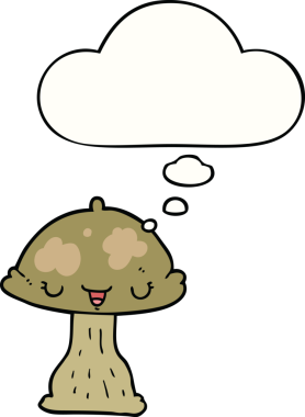Bir insan tarafından çizilmiş düşünce balonlu mantar taburesi.