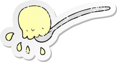 Bir insan tarafından çizilmiş bir karikatür kepçesinin gerilimli yapıştırması.