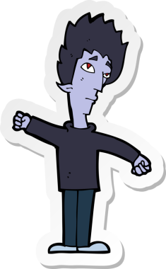 Bir insan tarafından çizilmiş bir vampir adamın çıkartması.