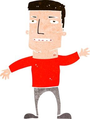 Bir insan tarafından çizilmiş stresli bir adamı sallayan çizgi film