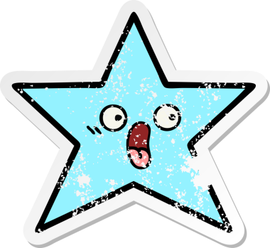 Bir insan tarafından çizilmiş sevimli bir yıldız balığının sıkıntılı çıkartması.