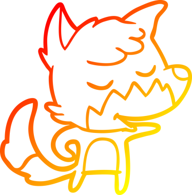 Bir insan tarafından çizilmiş dost canlısı bir tilkinin sıcak çizgi çizimi