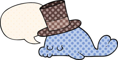 Bir insan tarafından çizilmiş çizgi roman tarzında konuşma balonu olan şirin bir yunus.