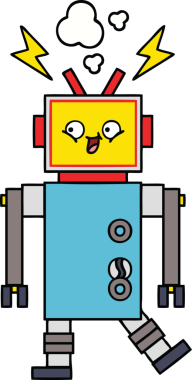 Bir insan tarafından çizilmiş sevimli bir robot karikatürü.