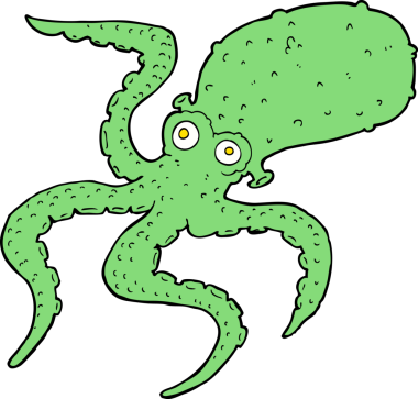 Bir insan tarafından çizilmiş ahtapot çizgi filmi.