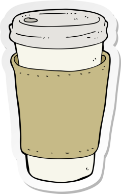 Bir insan tarafından çizilmiş bir kahve fincanının çıkartması.