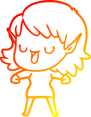 Bir insan tarafından çizilmiş çizgi film karakteri bir elf kızı çizimi