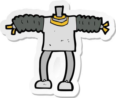 Bir insan tarafından çizilmiş robot vücudunun çıkartması.