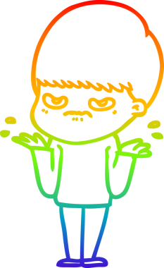 Gökkuşağı gradyan çizgi çizimi Bir insan tarafından çizilmiş bir çizgi film çocuğu