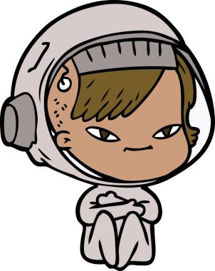 Bir insan tarafından çizilmiş astronot kadın.