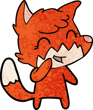 Bir insan tarafından çizilmiş mutlu çizgi film tilkisi.