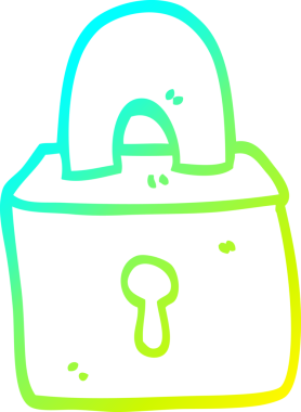 Bir insan tarafından çizilen asma kilidin soğuk gradyan çizgisi