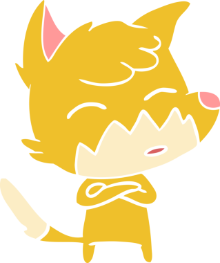 Bir insan tarafından çizilmiş düz renk çizgi film tilkisi