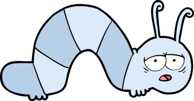 Bir insan tarafından çizilmiş yorgun bir tırtıl.