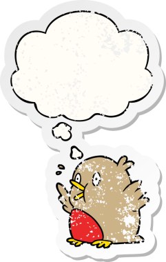 çizgi film Robin 'i bir insan tarafından çizilmiş sıkıntılı bir çıkartma gibi düşünce balonuyla heyecanlandırdı.