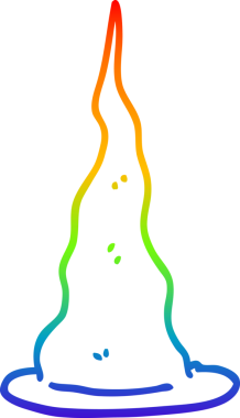Gökkuşağı gradyan çizgi çizimi bir insan tarafından çizilmiş bir cadı şapkası