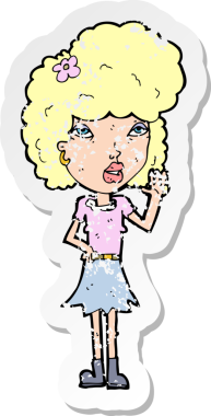 Bir insan tarafından çizilmiş bir karikatür kadının gerilmiş çıkartması.