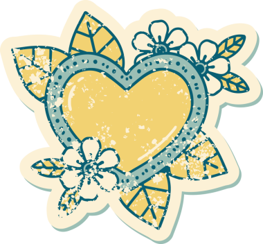 Bir insan tarafından çizilmiş botanik bir kalbin sembolik depresif dövmesi.