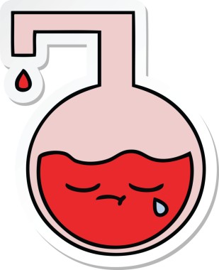 Bir insan tarafından çizilmiş şirin bir karikatür bilim deneyinin çıkartması.