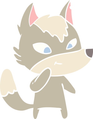 Bir insan tarafından çizilmiş düz renkli çizgi film kurdu.