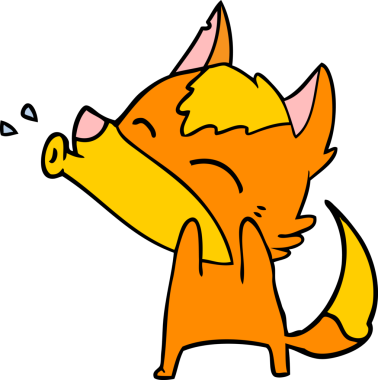 Bir insan tarafından çizilmiş tilki çizgi film karakteri